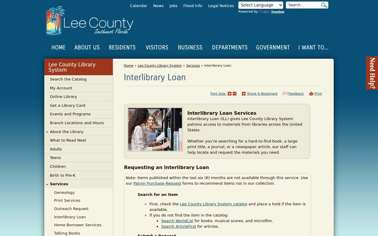 Cape Coral city directory Lee Library interlibrary loan service