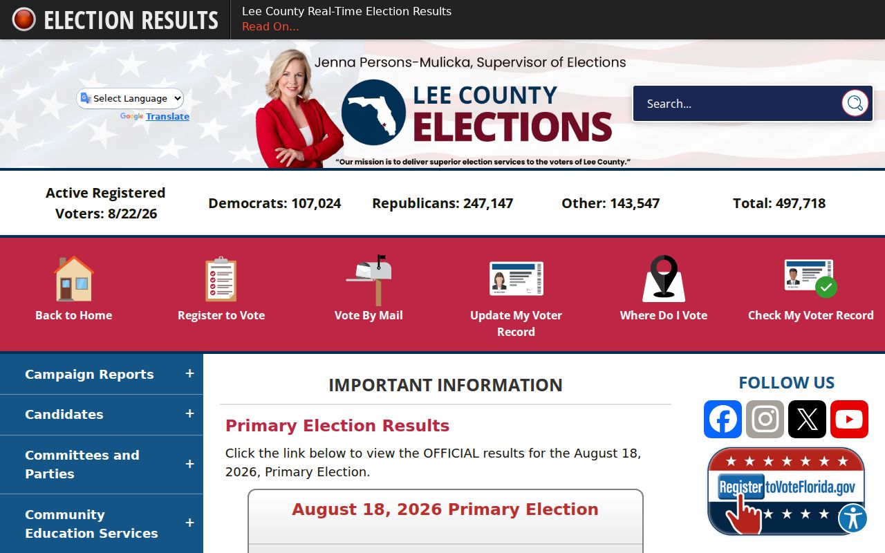 Lee County Supervisor of Elections lookup gateway for Cape Coral voter information