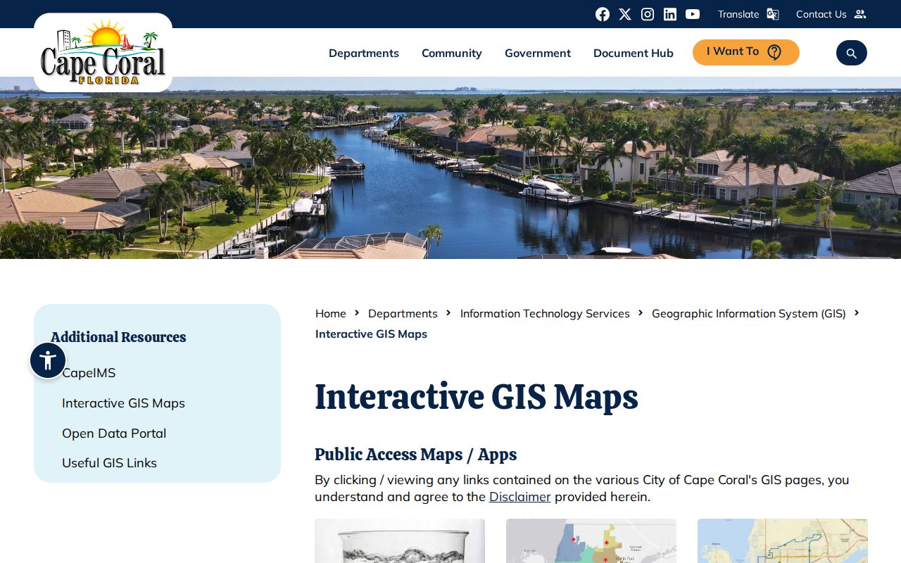Cape Coral street directory interactive GIS map choices