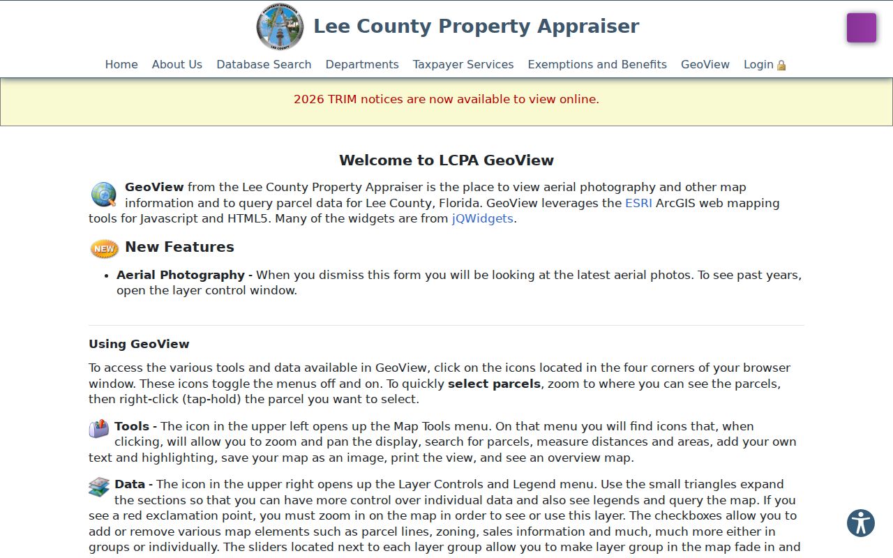 Cape Coral street directory GeoView selection instructions