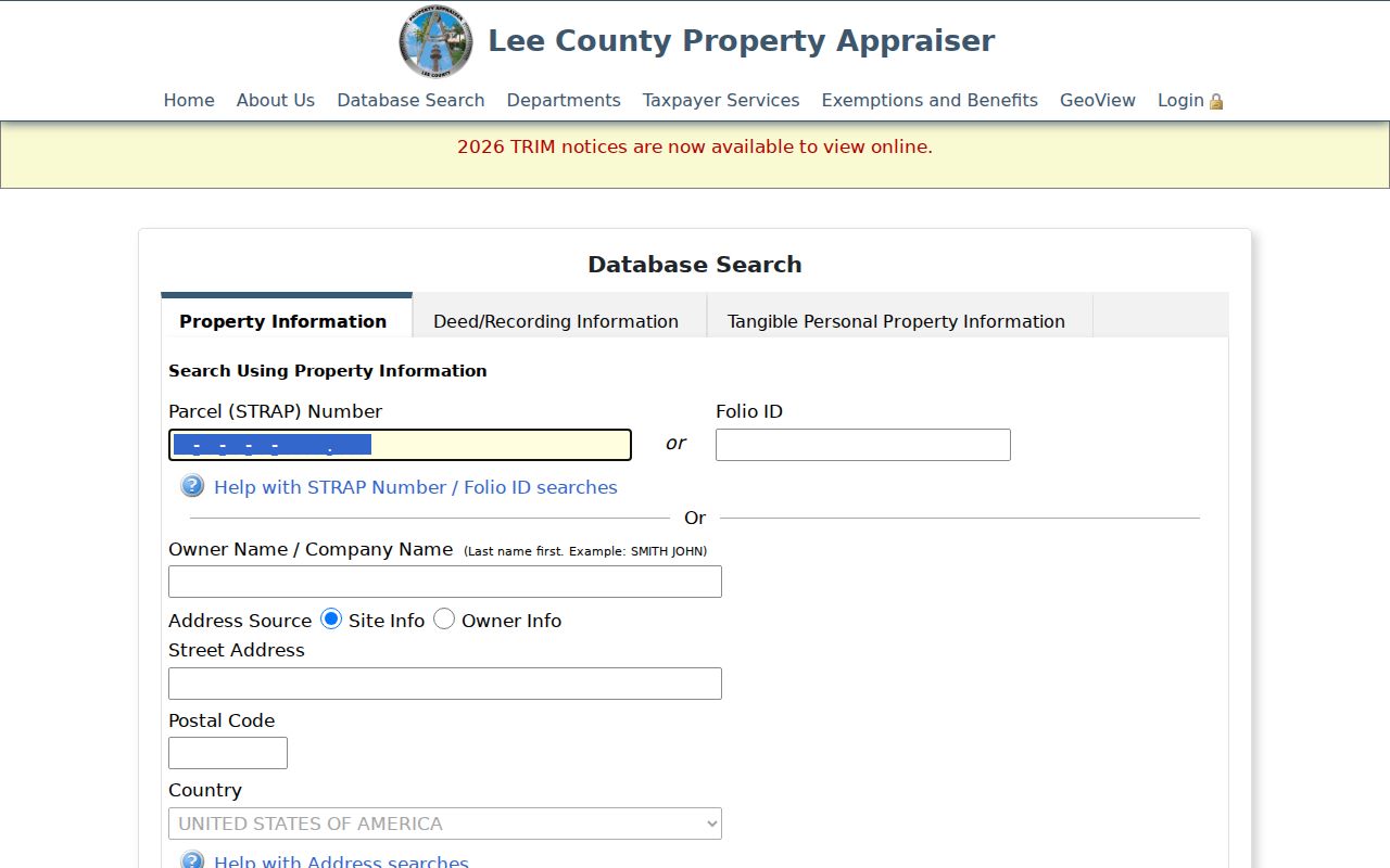Lee Property Appraiser postal code search for the Cape Coral ZIP code directory
